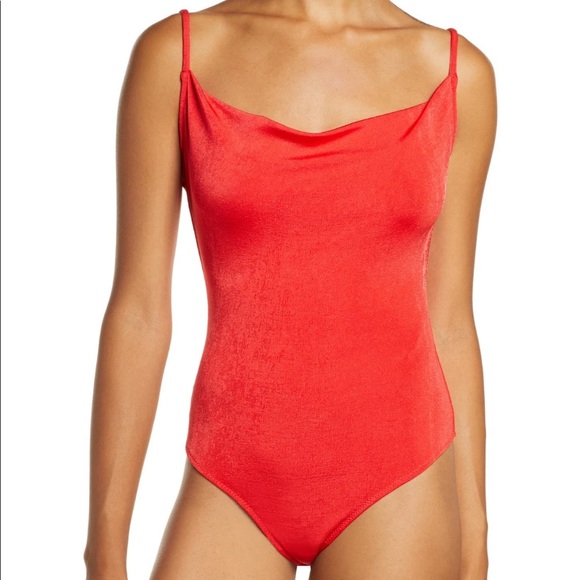 Free People Bodysuit Orange/Red Sz Medium - Picture 1 of 10